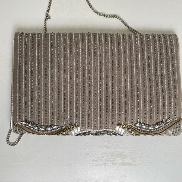 Ethereal Embroidered Beaded Clutch Crossbody Made India Fairy Feminine Romantic - Picture 4 of 9